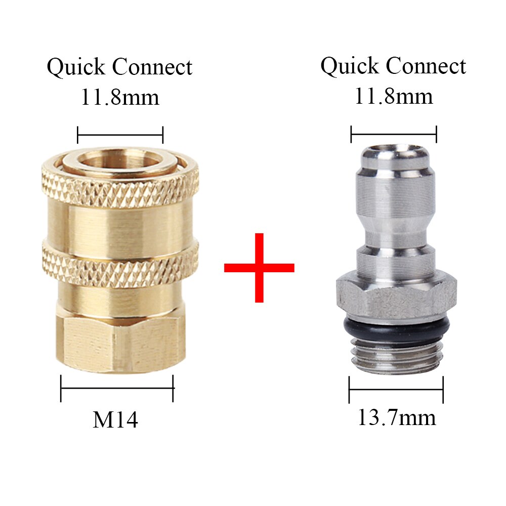 High Pressure Washer Copper Connector Car Washing Adapter 1/4" Female Quick Connection Adapter M14*1.5 Connector: Colorless