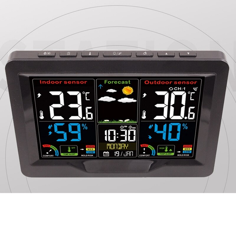 Weather Station With Outdoor Sensor,Wireless Weather Station,Digital Thermometer With Digital Alarm Clock,Hygrometer