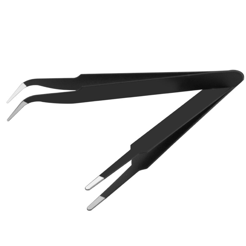 6pcs Anti-static ESD Stainless Steel Tweezers Maintenance Tools Industrial Precision Curved Straight Tweezers Repair Tools