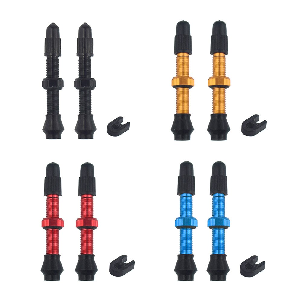 Bicycle Tire Valves 2pcs 40mm CNC Alloy Stem with Cap Tubeless Tire Presta Waterproof Cycling Element for MTB Mountain Road Bike