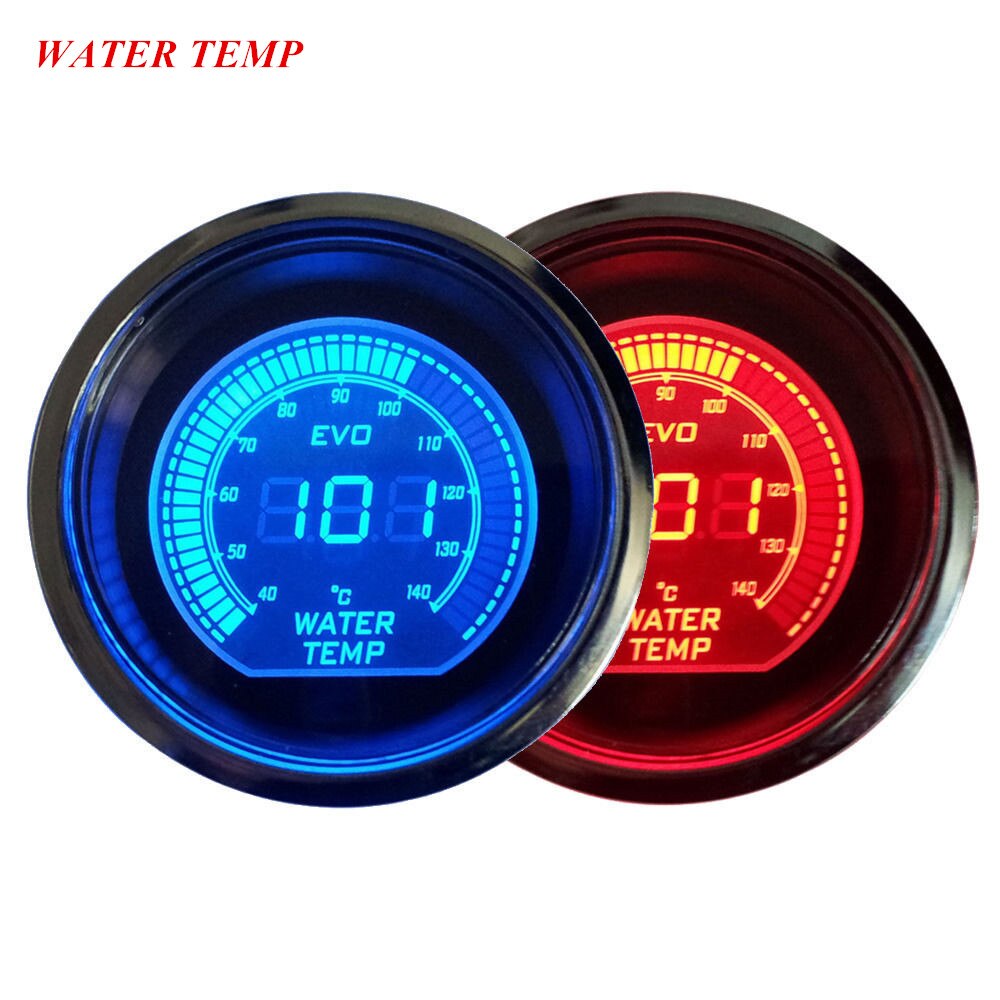 EE. UU. Soporte Universal para relojes digitales de 2 &quot;, 52mm, luz LED azul y roja, medidor de temperatura del agua, accesorios para coche Celsius