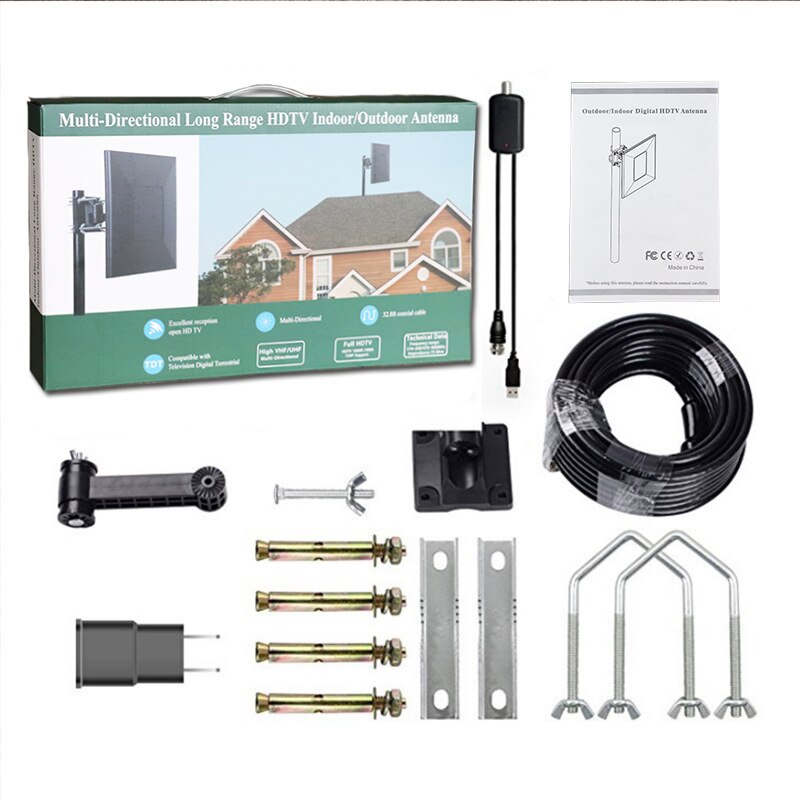 all'aperto digitale HDTV antenna TV ricevitore Ad contralto Guadagno 60db 5500 Miglia cavo 32.8ft con Amplificatore ricevitore satellitare piatto di Ricezione