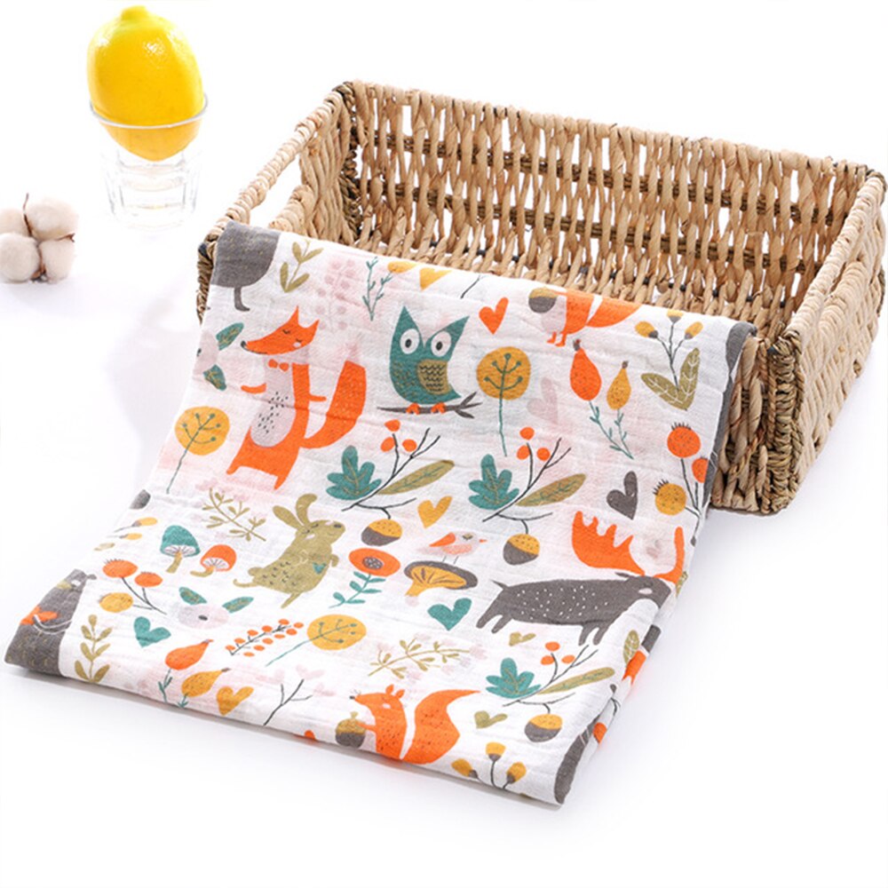 -né bébé Swaddles 100% coton mousseline bain gaze couverture douce imprimé dessin animé écharpe pour bébé sac de nuit poussette couverture tapis de jeu: Color 19