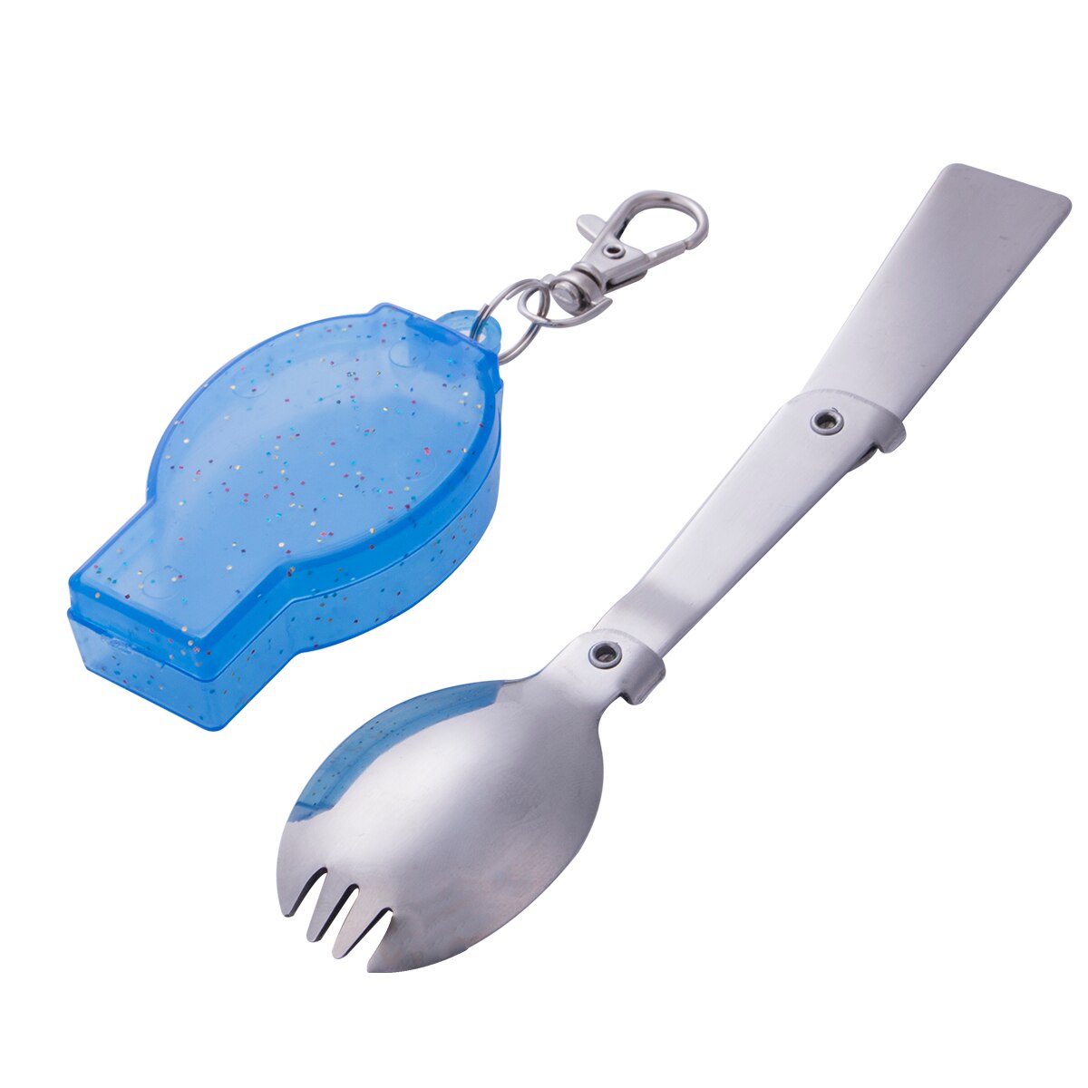 Kampeer opvouwbare lepel vork buiten servies keuken roestvrij staal zak schep drinkbaar onderbroek schattig roze eetgerei: Blauwe vork