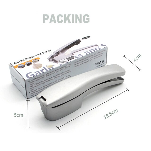 Manual Garlic Press Mincer 2 in 1 Garlic Clasp Chopper Slicer Multifunctional Hand Garlic Grinding Grater Crusher Kitchen Tools: Garlic Press