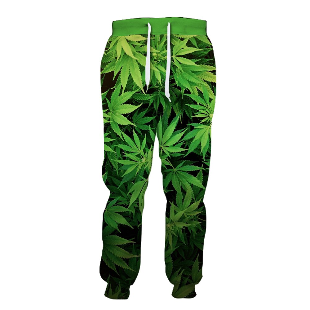 elasticated printed pants - green & geometric squares
