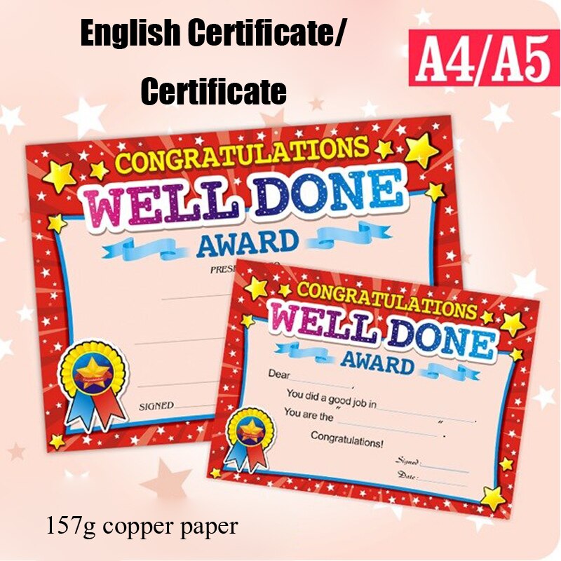 Récompense de certificat en anglais de , 50 pièces, fournitures d'enseignement, récompenses pour étudiants, papier de certificat de formation en anglais