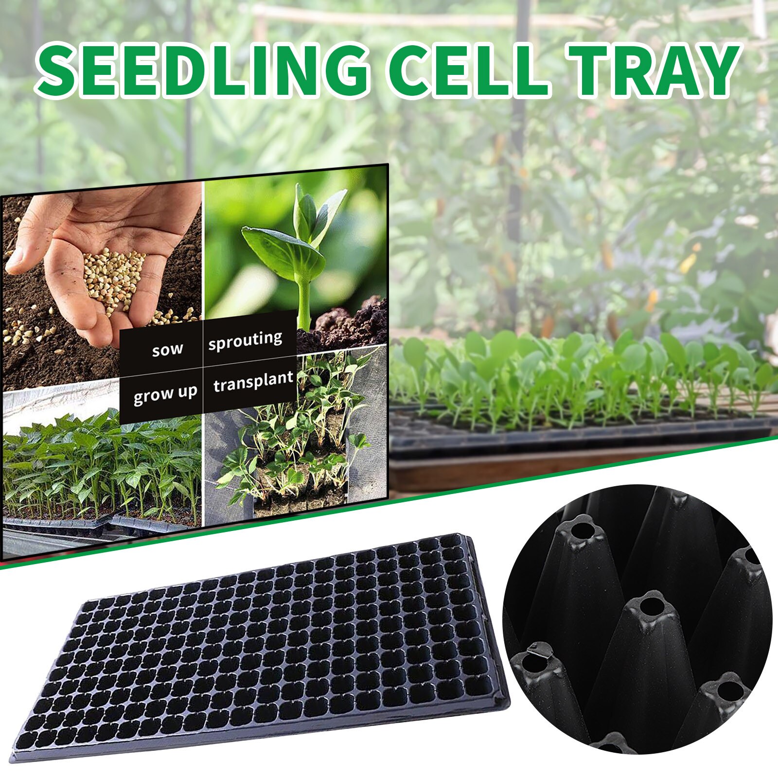 200 Cells Gardening Mini Breathable Lids Plastic Germination Box Nursery Pots Plant Seedling Tray Garden Planting Accessories
