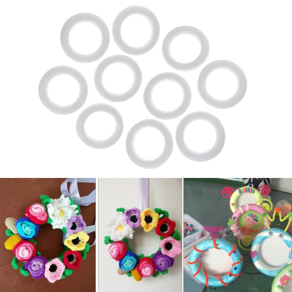 10 stycken blank vit rund cirkelform polystyren frigolit skummaterial för konsthantverk handgjorda prydnadsmodell leksaker 11cm