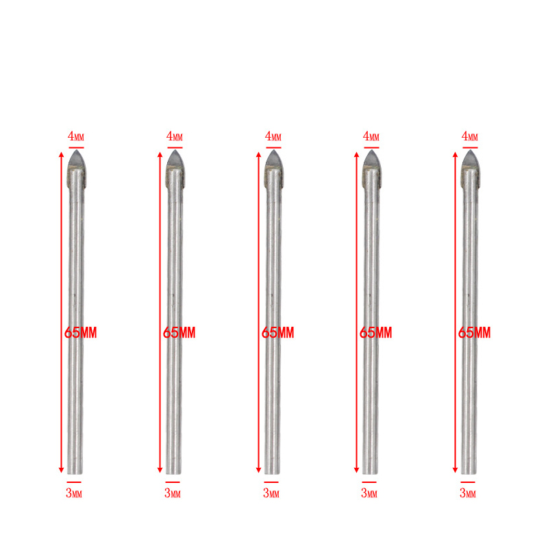 Juego de brocas de mármol de porcelana y vidrio, cabezal de lanza, juego de brocas de pala para pared de cerámica, abridor de agujeros de hormigón, 4, 6, 7 piezas: Rojo rosado