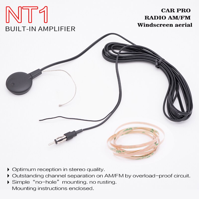 Radio para coche Pro AM/FM Antena de parabrisas, amplificador de señal integrada, antenas de parche de cristal activo automotriz, estéreo óptima