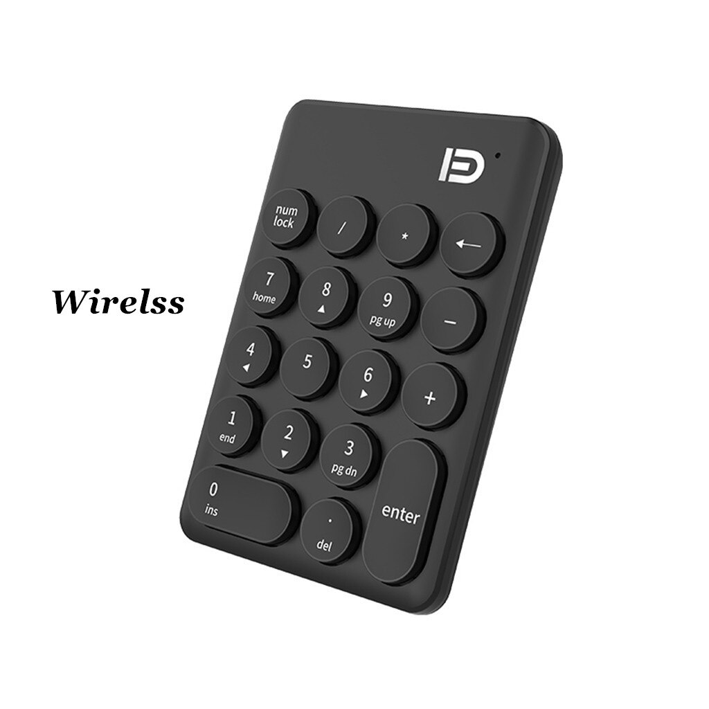 Wireless Number Keypad Accounting Keyboard ireless Digital Keyboard USB Number Pad 18 Keys Mini Numeric Keypad For Laptop PC: Wireless Black