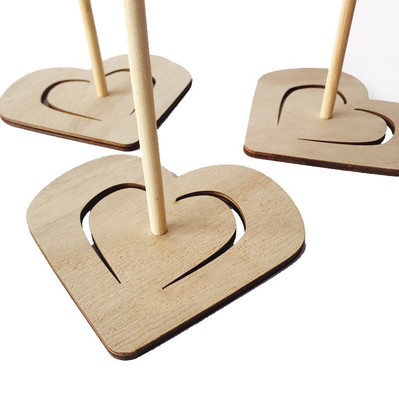Soportes de madera para Donuts, soporte con forma de corazón para boda, de cumpleaños, expositor de Donuts, decoración esquinera D6: 3Pcs  A