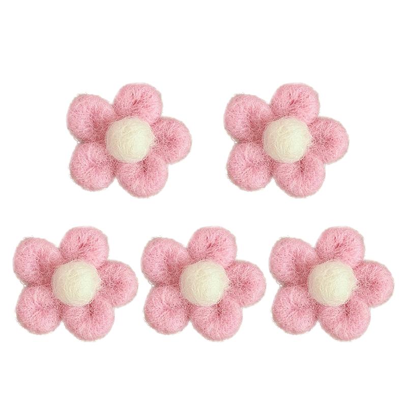 Broche de fieltro en forma de flor para niños, alfileres adorables con broche para niños, ropa de ramillete, 5 uds.: Pink