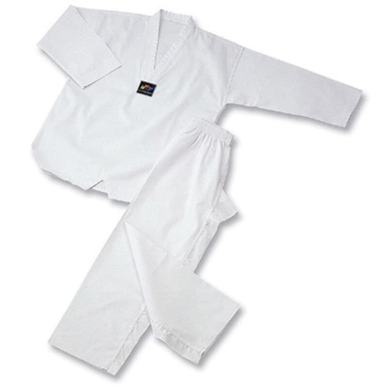 White Collar Taekwondo Uniform Dobok Children Adult Clothes Karate Judo Suit TKD Training Clothing Long Sleeve Coat