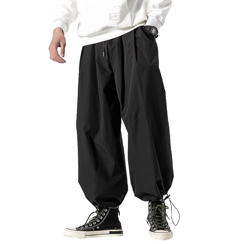 Drawstring Harem Pants Men Baggy Jogging Pants Japanese Style Male Crotch Wide Leg Pants Casual Loose Trousers