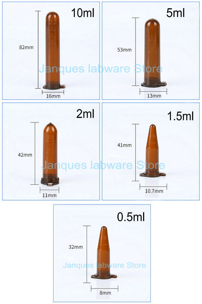 0.5/1.5/2/5/10ml brązowa plastikowa probówka odśrodkowa, fiolka w kształcie litery U lub w kształcie litery V, laboratorium szkolne