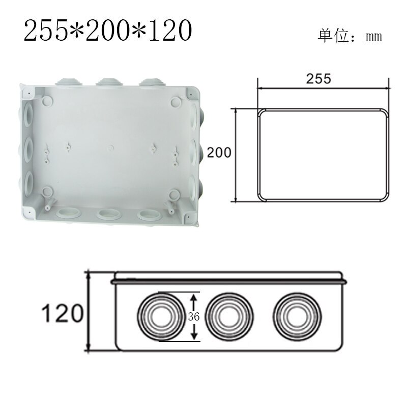 Plastic ABS IP65 IP66 Junction Box DDIY Hydropower Junction Box Outdoor DIY Cable Branch Box: 255x200x120