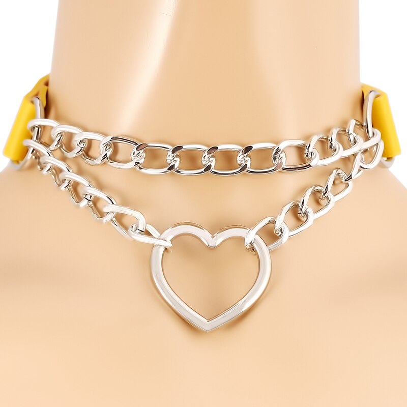 Punk Kühlen Hiphop gotisch Herz Kette Halsband Kragen Harajuku Halsband Frauen Leder Schnalle Chocker Emo Kawaii Schmuck Zubehör