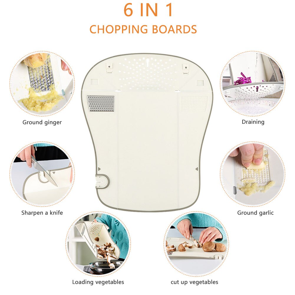 Foldable Cutting Board Multifunctional 6 in 1 Durable Kitchen Strainer/Board Collapsible Easy to Clean Chopping Board MAZI888