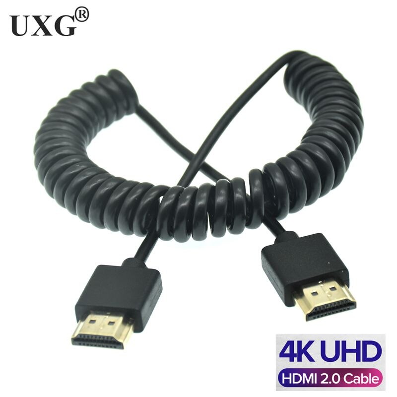 OD 3.0mm Mini-HD-to Coiled 4k Cable HDMI-2.0 To Micro HDMI-compatible Stretch Spring Curl Flexible Thin Cables 2k 4k Hd @60hz