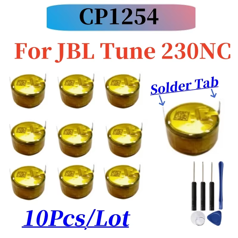 2Pcs 10Pcs CP1254 3.7v 0.259Wh Bluetooth Headset Battery For JBL Tune 230NC 230 NC TWS Earbuds T230NC +free tools: black