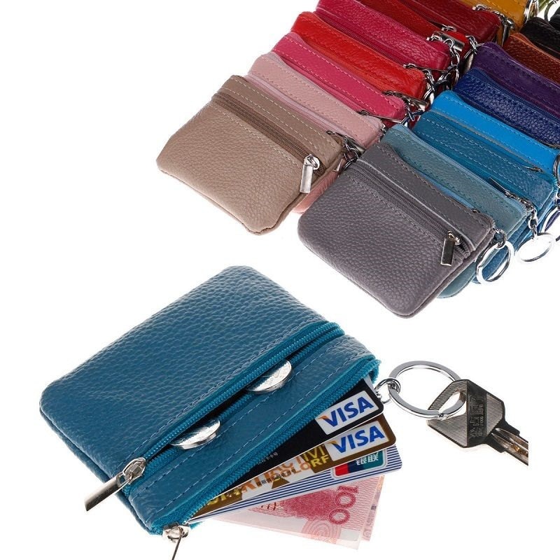 Kvinder mænd damer pu læder lille tegnebog taske taske kortholder lynlås lynlås lynlås mini slank tegnebog håndtaske