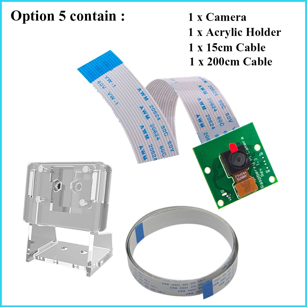 Raspberry Pi 4 5MP Camera 1080P 720P Video Camera Module With Acrylic Holder For Raspberry Pi 4 Model B 4B/3B+/3B/Zero W: Option 5