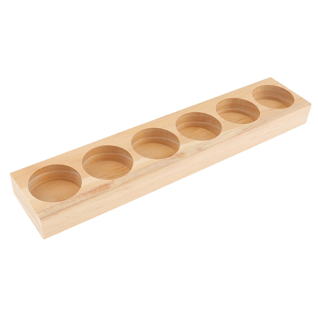 Grenen Hout Etherische Olie Parfum Weergave Rack Organizer 6 Slots 30Ml Flessen Stand Houders 25.9X4.9X2 cm