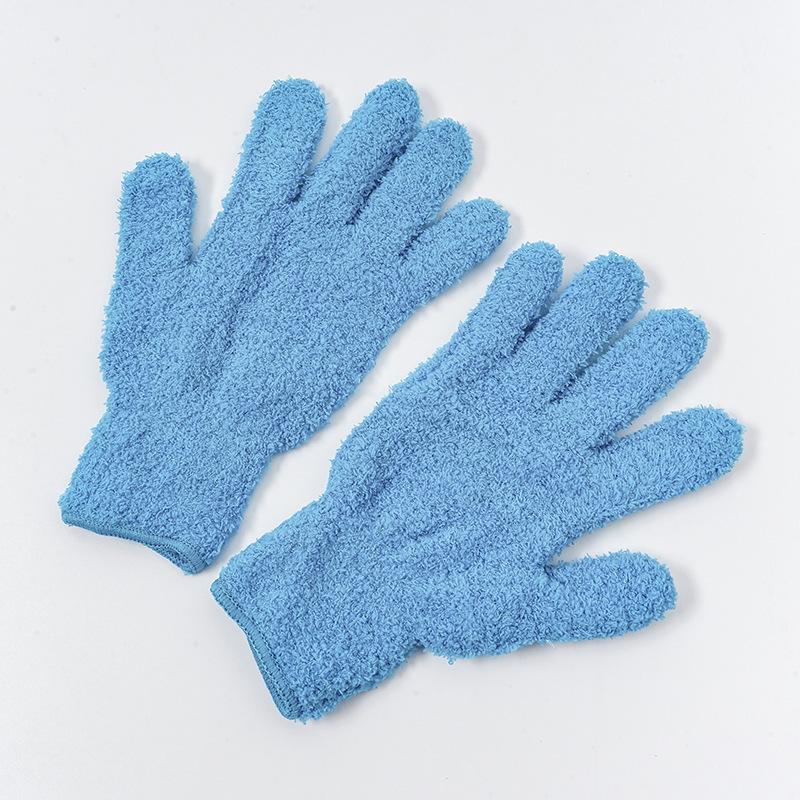 Gants anti-poussière en microfibre, 1 paire, en molleton de corail, pour le nettoyage et les travaux ménagers, absorbant: blue
