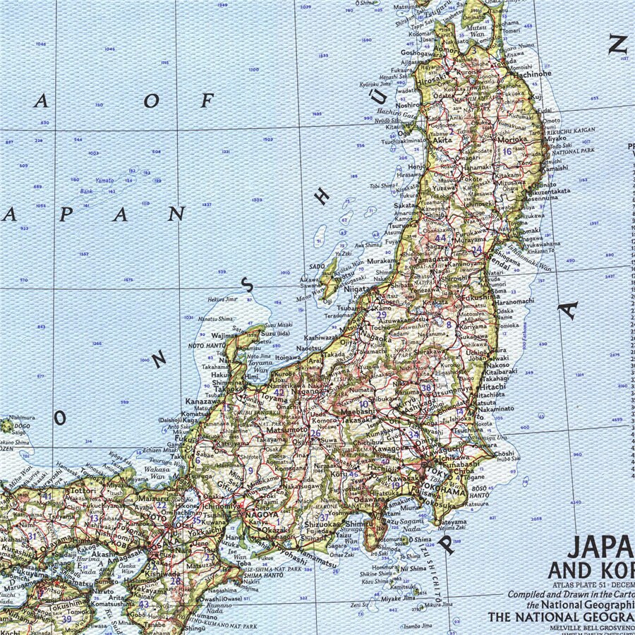 Grote Kaart Met Geographic Kaarten Van Japan Antieke Canvas Print Schilderij Vintage Poster Retro Bar Cafe Woonkamer Muursticker
