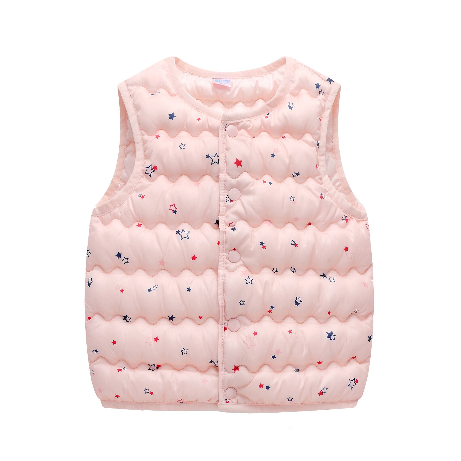 Stars Print Baby Jas Vesten Peuter Jongens Meisjes Mouwloze Outdoor Vest Uitloper Outfits Baby Winter Warme Kleding: Pink  / 2-3 Years