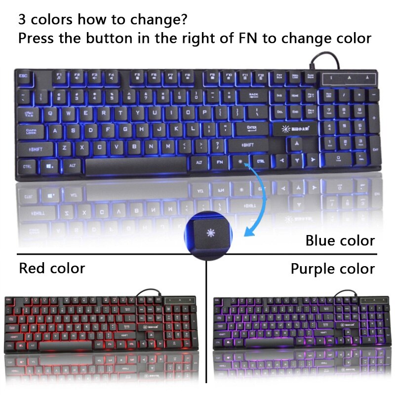 Keyboard With Backlight RGB Waterproof Mechanical Keyboards Feeling Gaming Russian Gamer PC Computer LED 104 Keys Standard USB