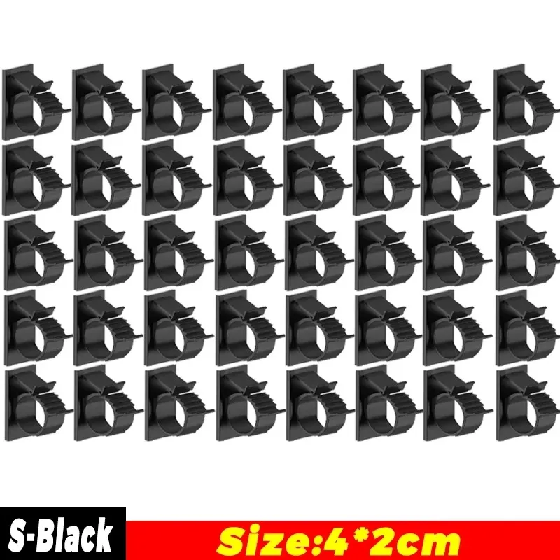 Soporte para cables autoadhesivo, Clips organizadores de cables ajustables, soporte para barra de cortina, abrazadera de gestión de oficina, Clip de pared sin perforaciones: L / Gris claro