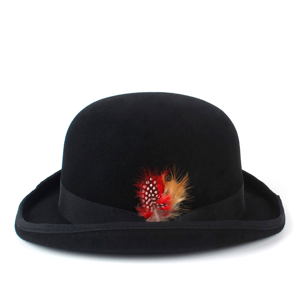 Tradition 100% Wool Women's Men's Black Felt Bowler Hat Gentleman Crushable Dress Tuxedo Derby Costume Steampunk 4Size S M X XXL