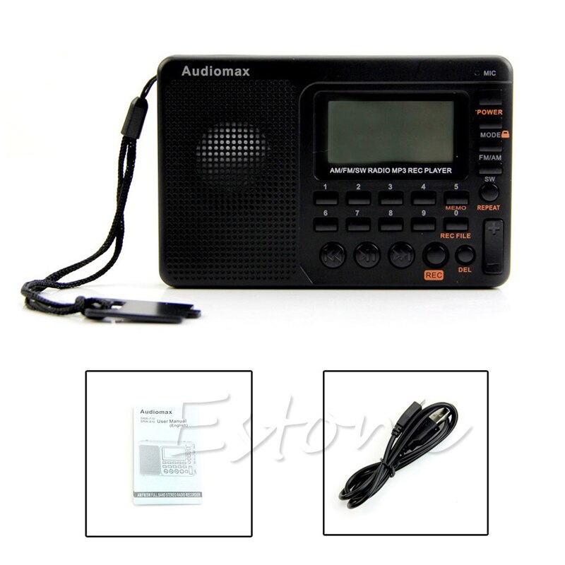 Digital Tuning LCD Receiver TF MP3 REC Player AM FM SW Full Band Radio Portable