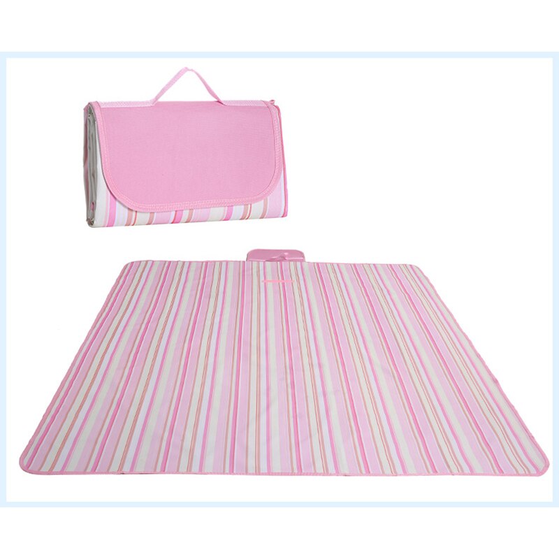 145x180cm impermeable plegable al aire libre Camping Mat Picnic Plaid playa manta bebé colchoneta multijugador camping al aire libre portátil: Pink stripes