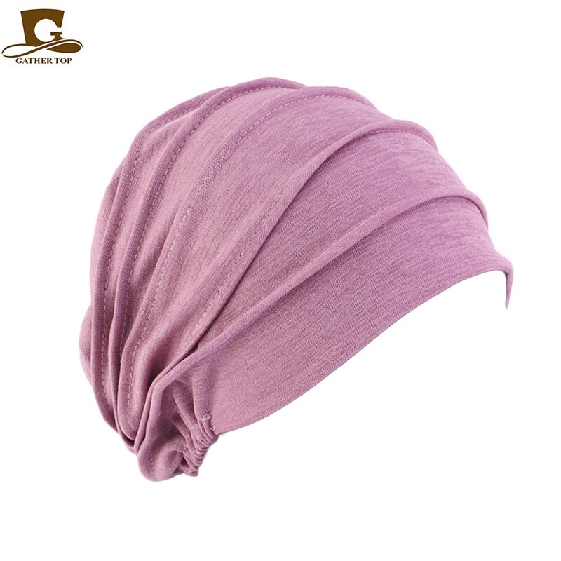 Muslimske kvinner tøye ut tøye ut chemo hatt lue søvn turban hodeplagg lokk hode pakke inn til kreft hårtap tilbehør