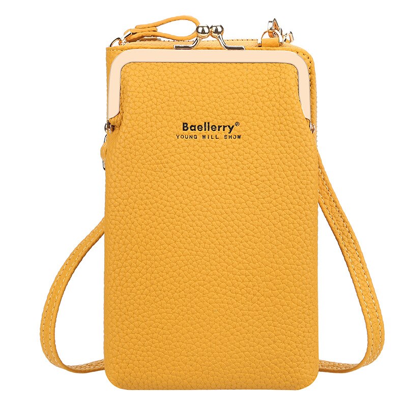 Baellerry Crossbody Bags Women Mini PU Leather Shoulder Messenger Bag For Girls Bolsas Ladies Phone Purse Zipper: Yellow