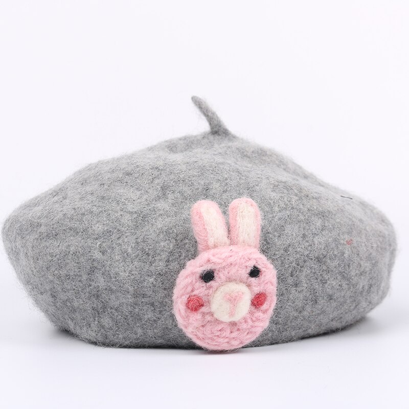 Boinas de inverno meninas de lã crianças boina quente chapéus meninas boina boné liso com chapéu de inverno animal bonito para 4-8 anos de idade ZZ-406-2: 4