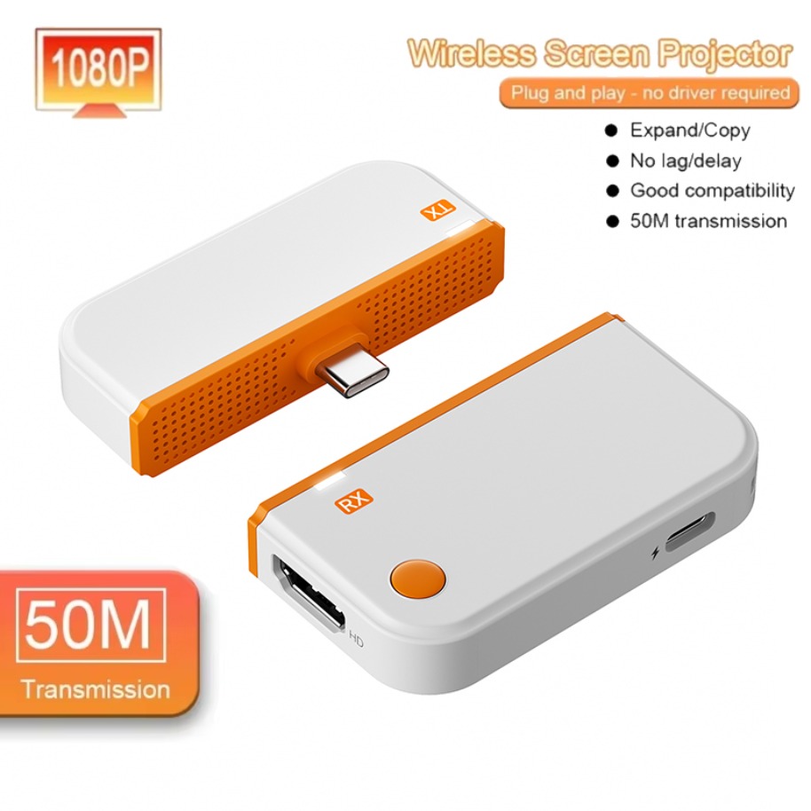 VIKEFON 50M HDMI-Kompatibel Wireless Screen Projektor 1080P 60HZ Wireless Sender Empfänger Adapter für Laptop TV Projektor
