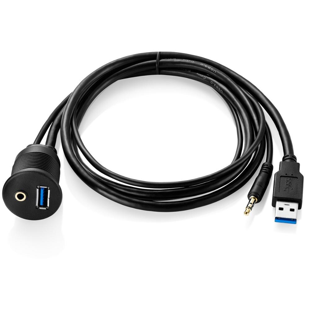 Bochara Usb Inbouw Panel Usb 2.0 Usb 3.0 3.5Mm Extension Dashboard Kabel Voor Auto Motorfiets