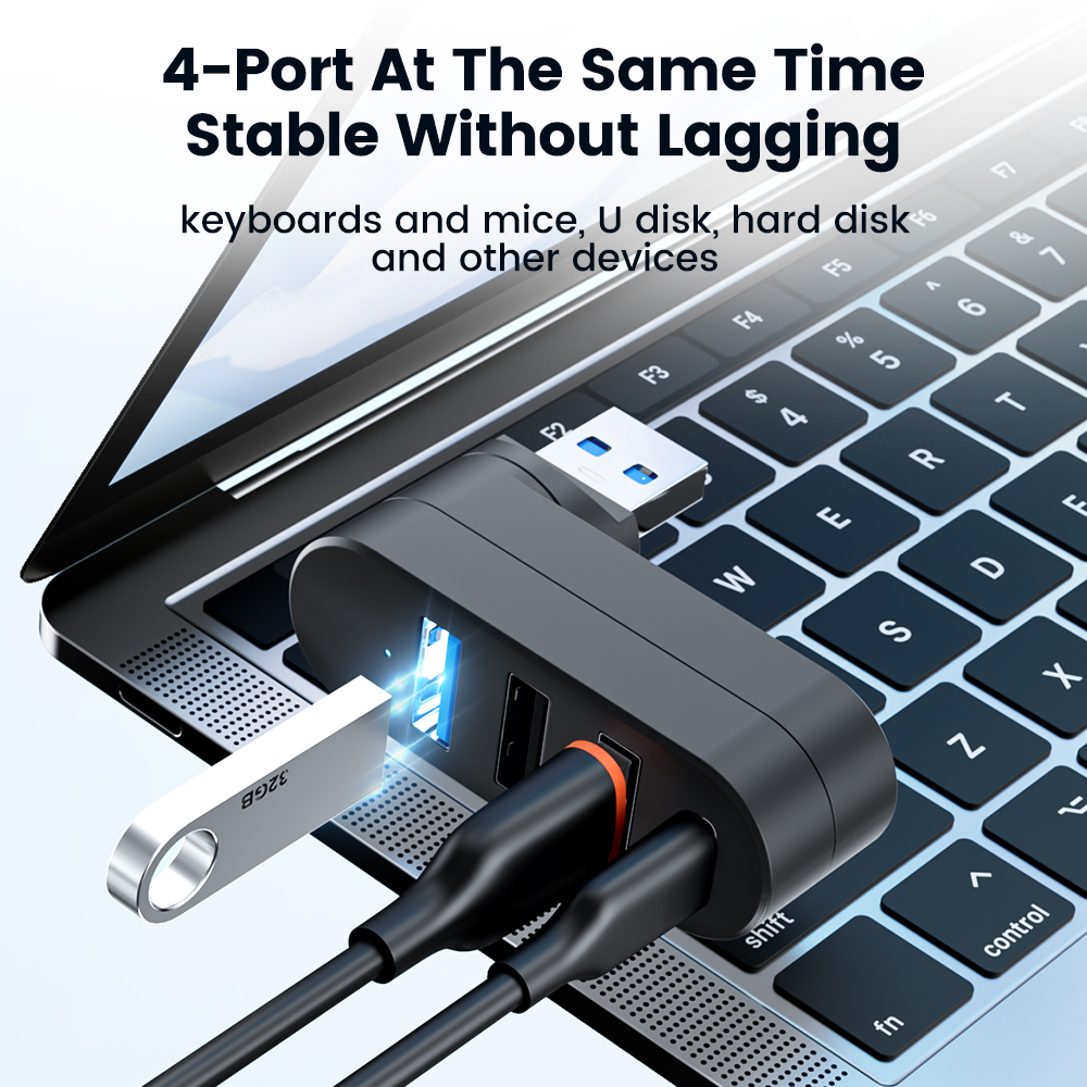 Obrotowy HUB USB USB3.0 2.0 Typ C Rozdzielacz USB 4 porty Wielokrotny ekspander do komputera Laptop MacBook U Disk Transfer danych