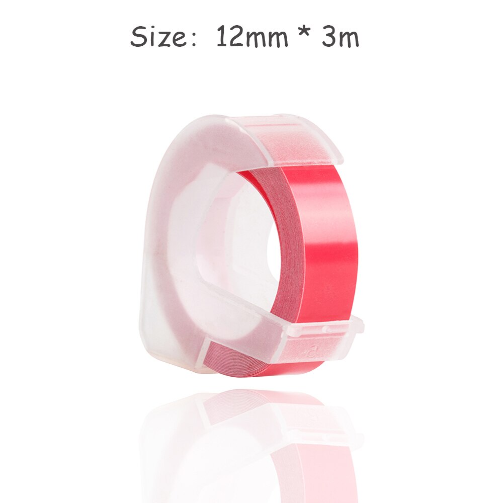 Cidy 3 ruller 9mm *3m dymo 3d plastik pink farve prægebånd til prægning af etiketmaskiner dymo 1011 1610 12965 motex  e101: 12mm