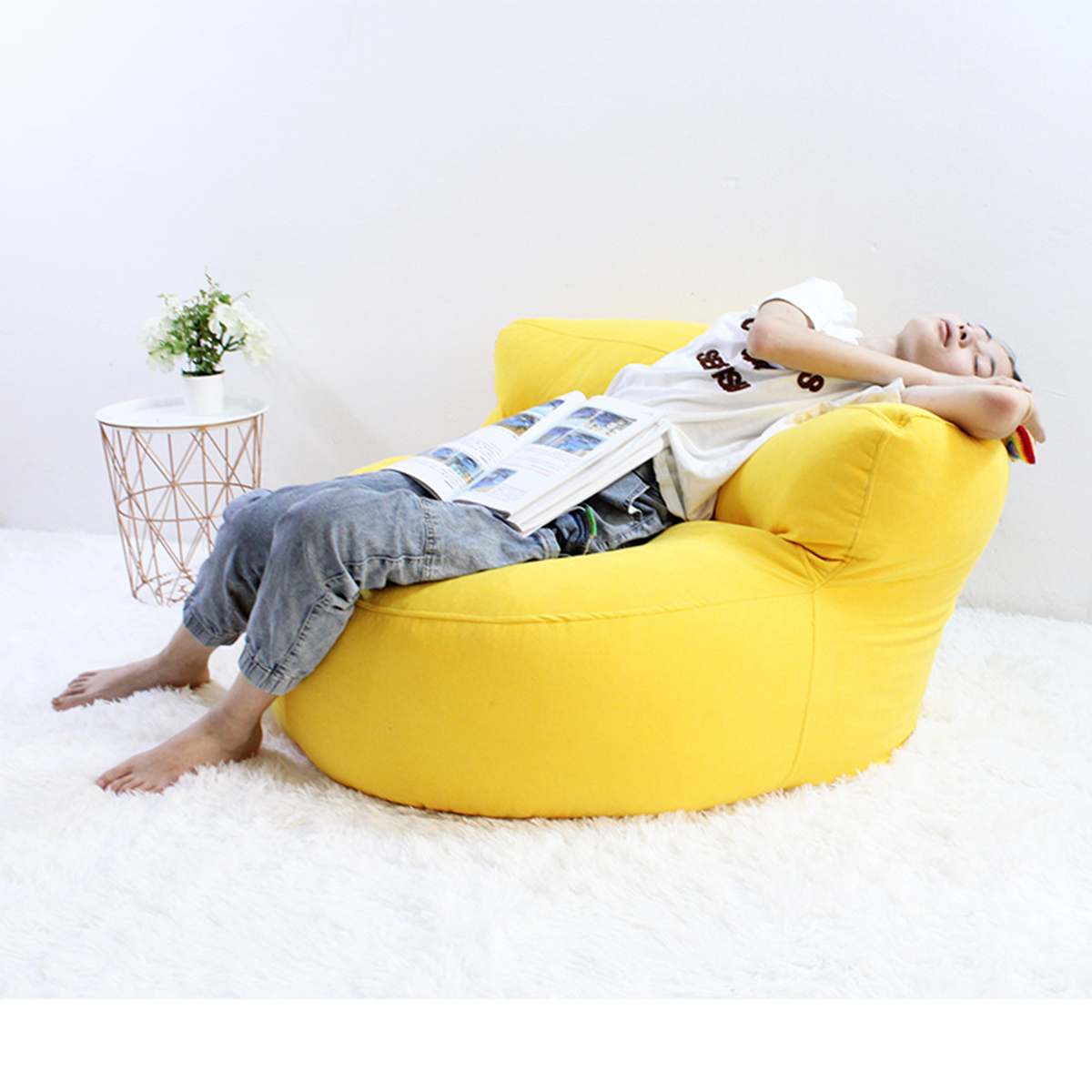 Comfortabele Bean Bag Lui Banken Cover Stoelen Zonder Filler Linnen Doek Bean-Bag Lounger Seat Poef Bladerdeeg Couch Tatami woonkamer