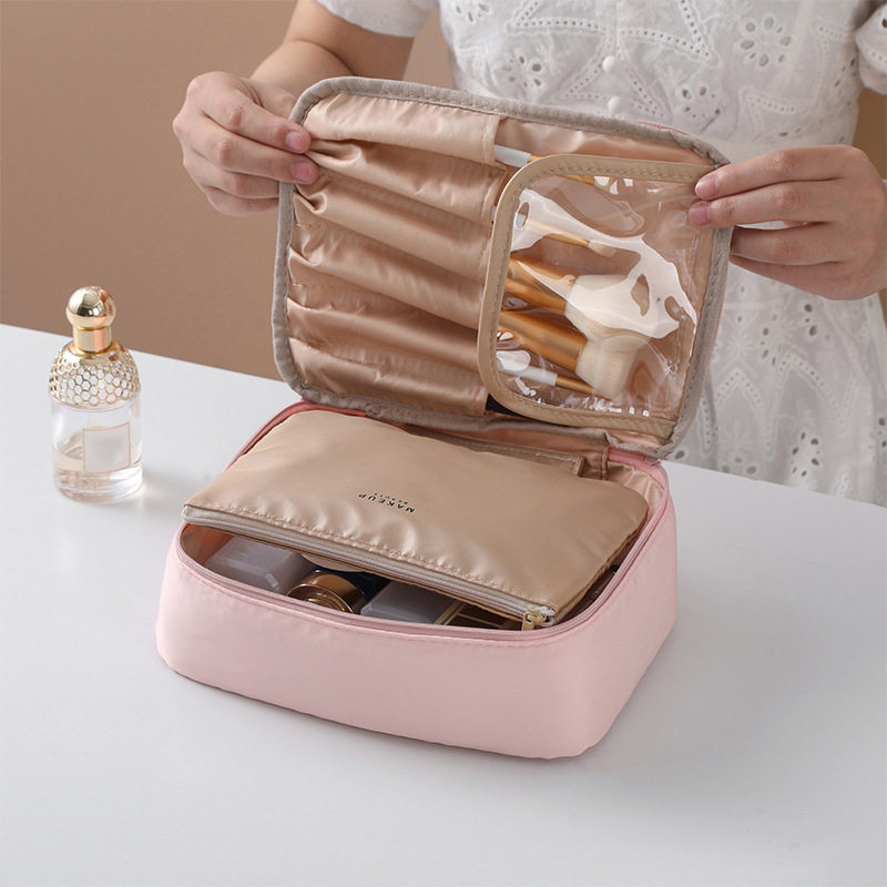 Kosmetikpung til kvinder, rejsetaske, vandtæt toiletartikler, skønhedsorganisator, dame, kosmetikpung, bærbar, håndholdt rejsetaske, toilettaske