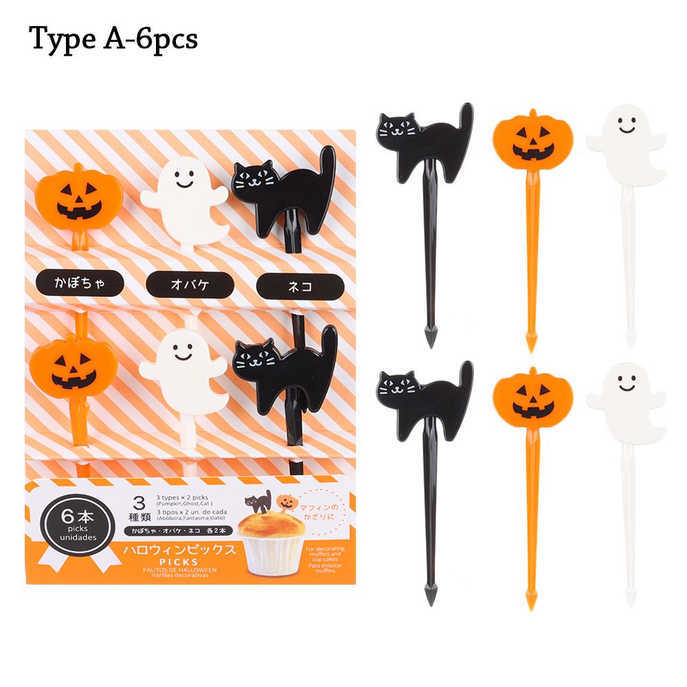 Children Cartoon Fruit Fork Plastic Animal Fruit Fork Picks Mini Snack Cake Dessert Pick Toothpick Bento Lunches Party Decor: B-Type A-6pcs