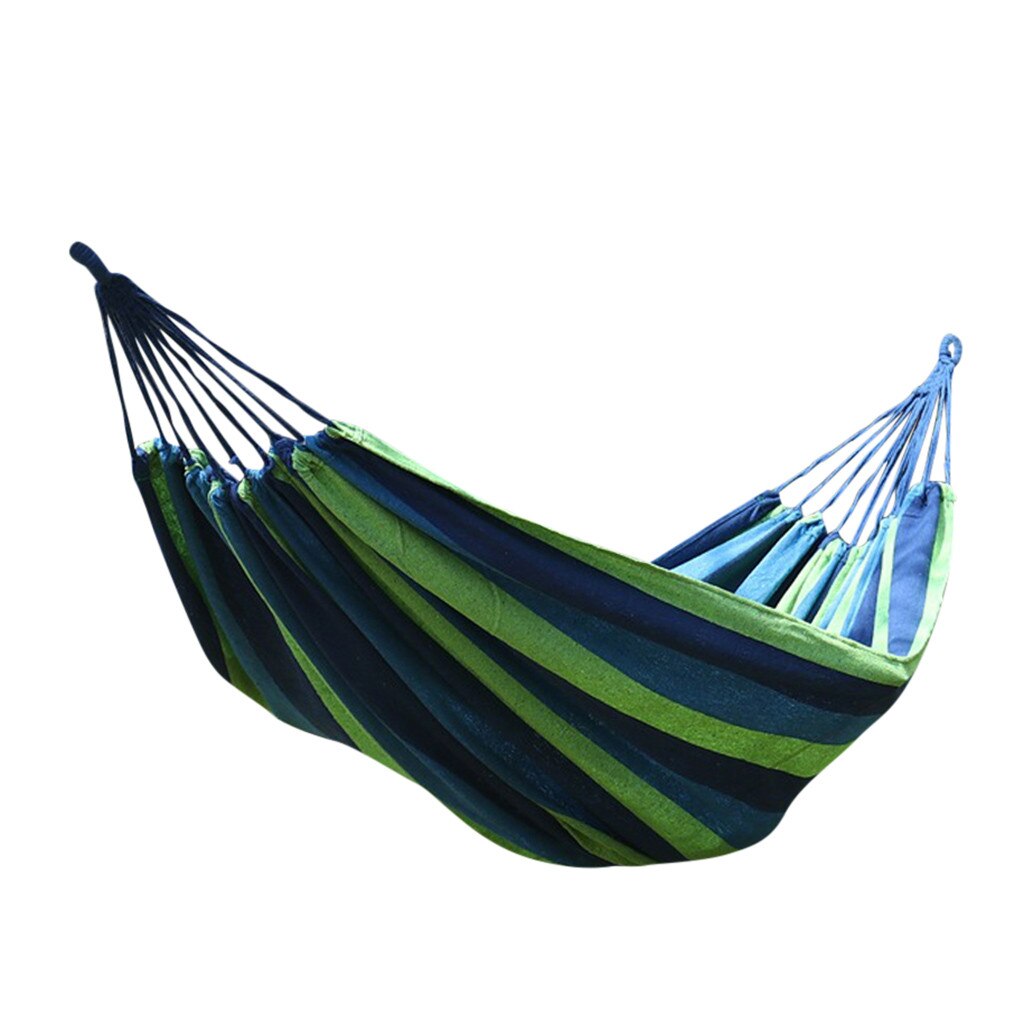 Summer 260X80CM Hanging Chair Comfort Durability Yard Striped Hanging Large Chair Garden Reading Bed Hammock #LR3: Blue