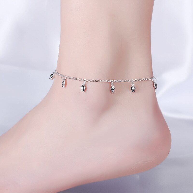 Simple silver Variety of choices Anklet For Women S925 Ankle Bracelet Adjustable Length: A