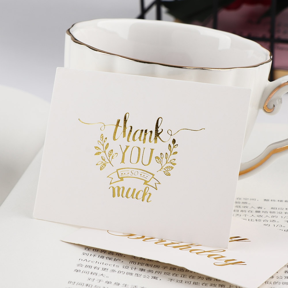 100 Pcs Mini Ouro Em Relevo Cartão de agradecimento Dos Namorados Feliz Aniversário Carta Cartões Do Convite Do Casamento da Festa de Natal